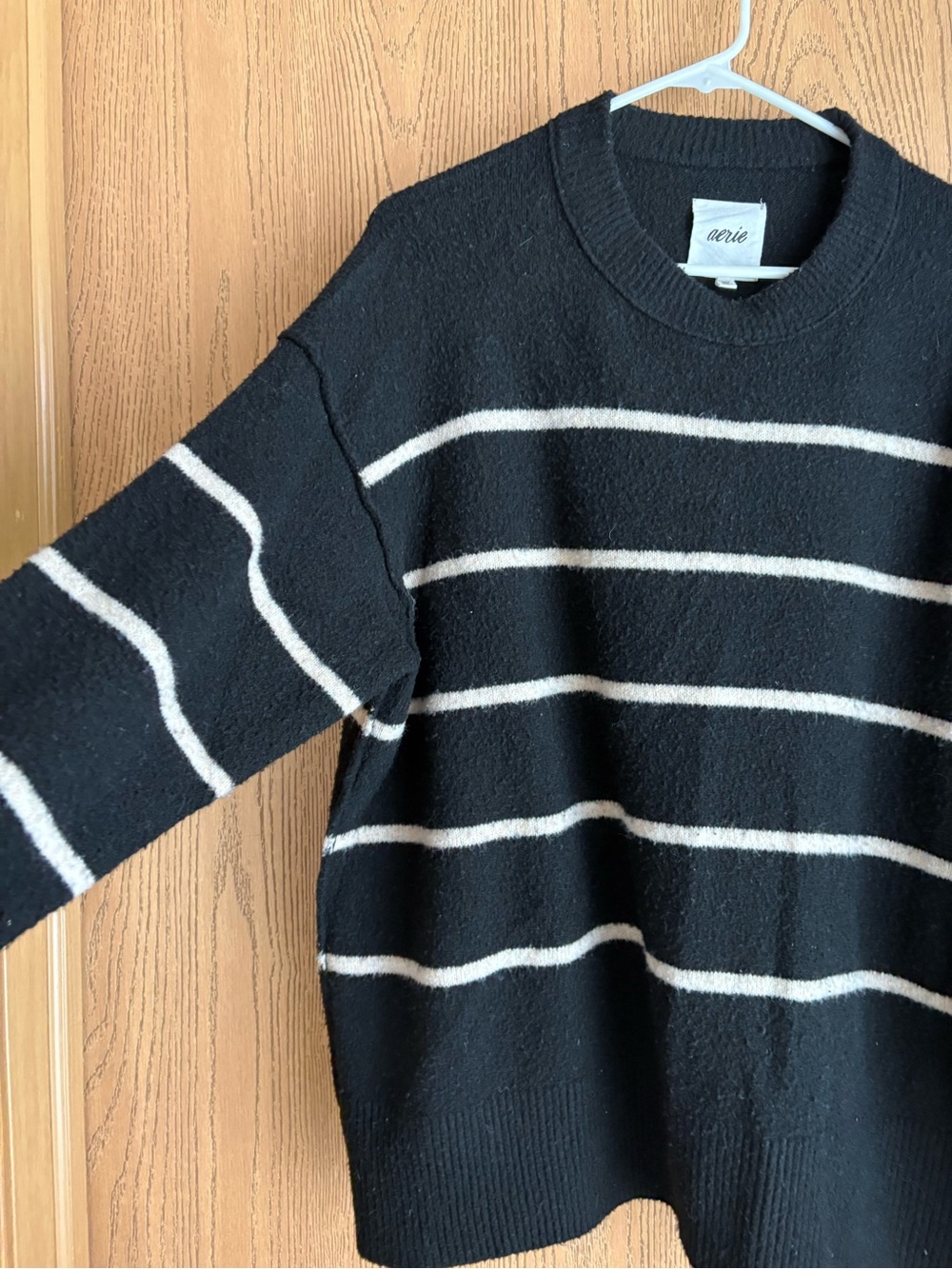 aerie Black Sweater with Cream Stripes - Picture 3 of 4